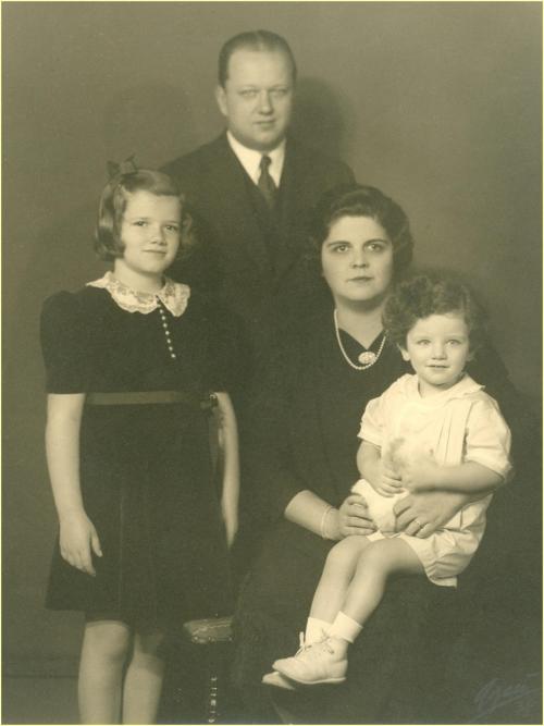 9.	J. P. Seiberling, Harriet M. Seiberling and their children, Mary Margaret and James Henry “Jim,” circa 1939. Source: Stan Hywet Hall & Gardens.