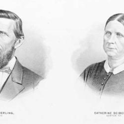 Nathan and Catherine Seiberling portraits from 1874 atlas