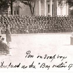 4.	At Princeton’s June 1921 Commencement, “Shorty” Seiberling is honored during a classmate’s “history of the class” presentation as best orator by being given a soapbox on which to stand. Source: Chapman Family.